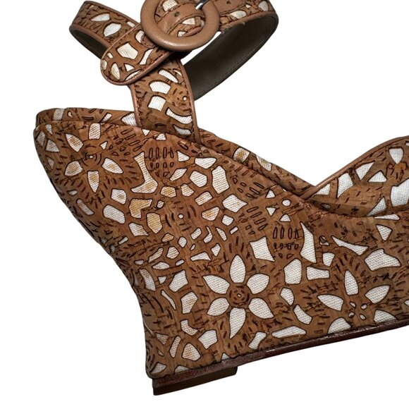 Alice + Olivia Jana Laser Cut Cork Wedge Heel Sandals Size 36.5, 6.5 $350 - Picture 11 of 12
